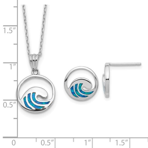 Kazi Luxury Silver RH-pl Cr.Opal Wave 16in Necklace w/2in ext